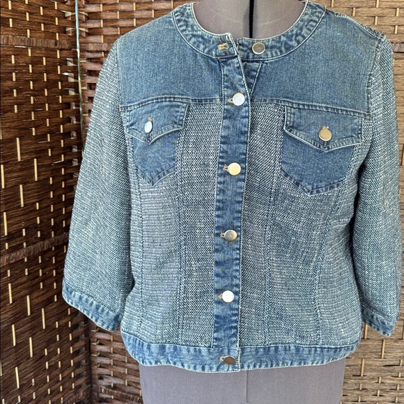 Chico's Denim & Tweed Jean Jacket - Picture 3 of 10